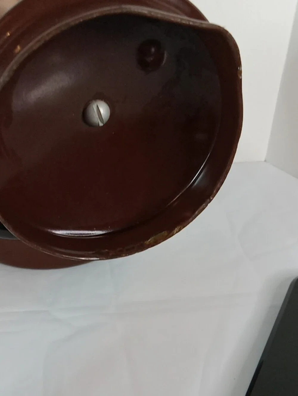 Classic Brown Enamel Tea Kettle with Black Handle